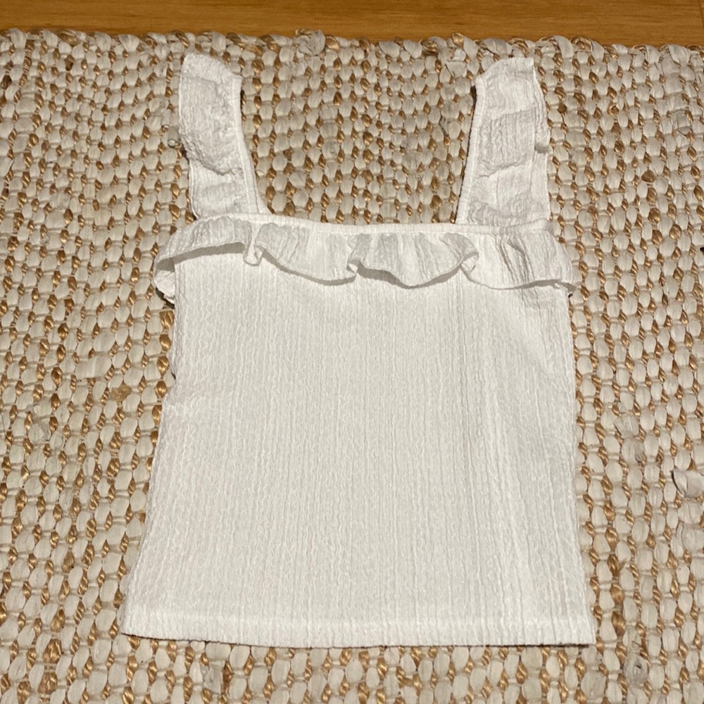 Frill edge cami tank in white